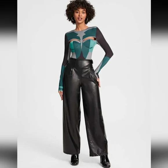 SHEIN Teal and Gray Cutout Bodysuit - Picture 2 of 9